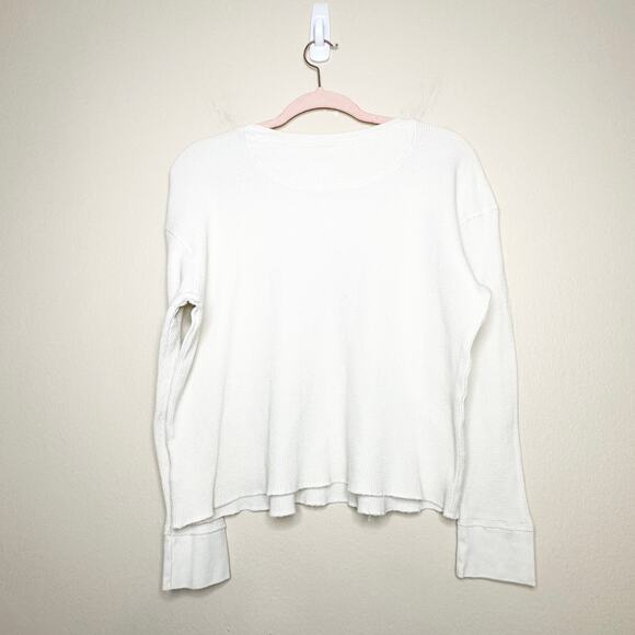 By Anthropologie Heartfelt Merci Graphic Top Waffle Knit Womens Size Small Cream - Picture 3 of 7